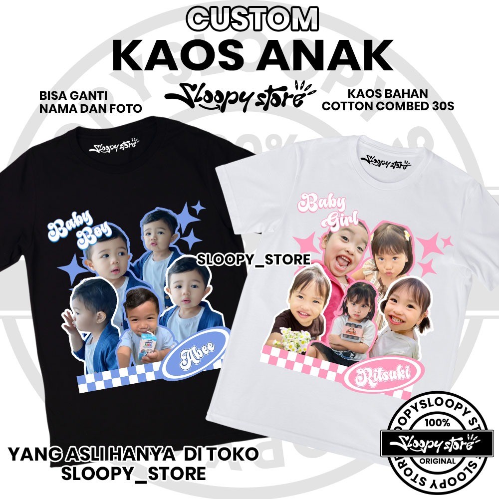 Custom Kaos Anak Bisa Ganti Foto Dan Nama/Kaos Anak/Kaos Custom Foto