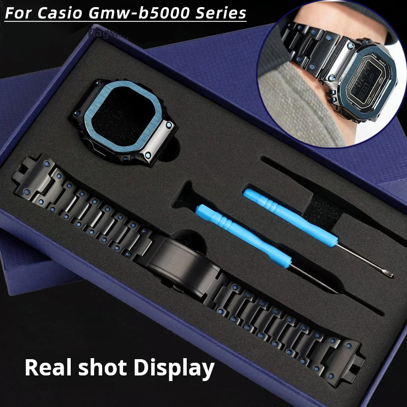 New blue Solid Stainless steel Bezel Case for Casio G-shock GMW-B5000 GM-B2100 GMB2100 GMC-B2100 wat
