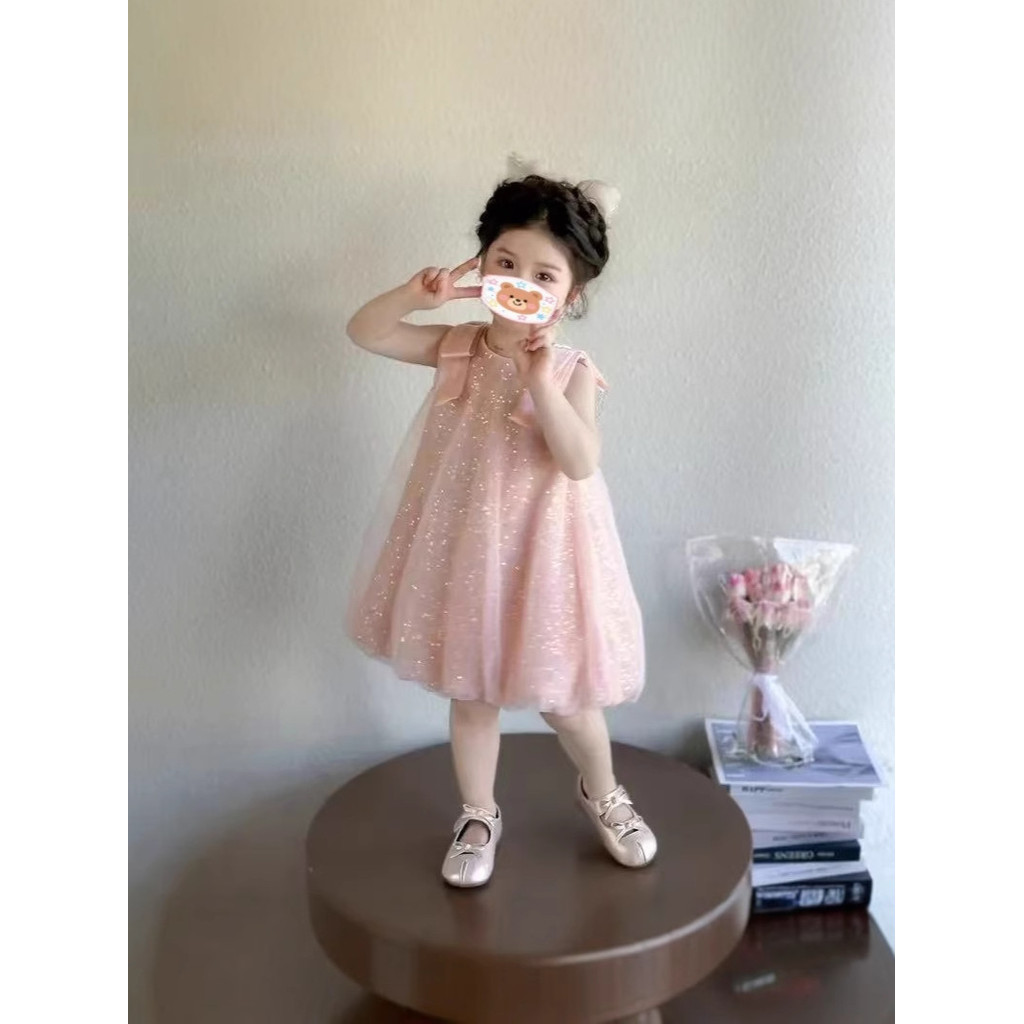 [Kota Dongeng]Gaun putri jala berpayet anak-anak gaya Korea, gaun gadis kecil modis baru