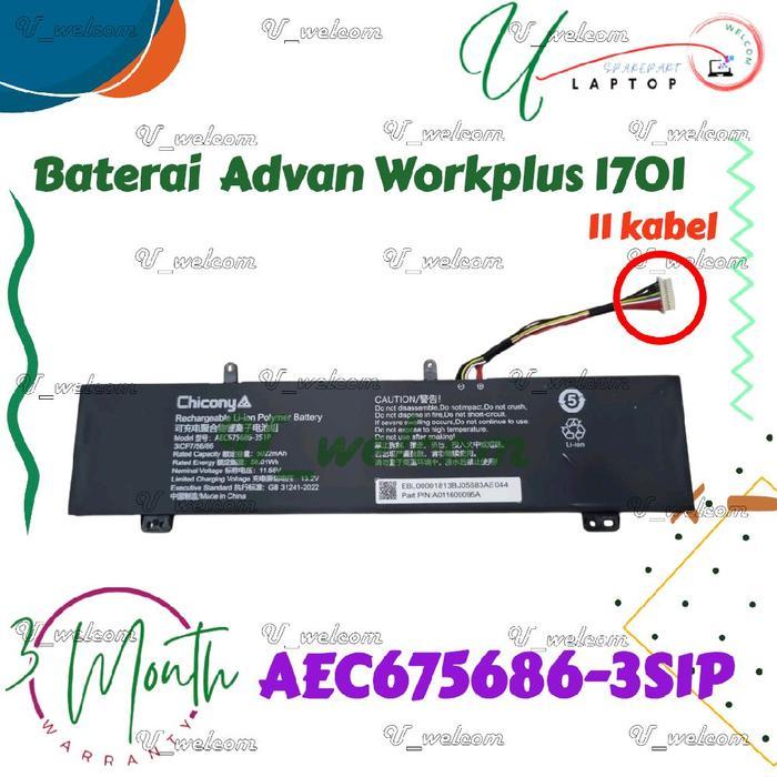 Baterai Battery CHICONY Workplus 1701 AMD Ryzen 5 HR59S05A AEC675686-3S1P 11 kabel
