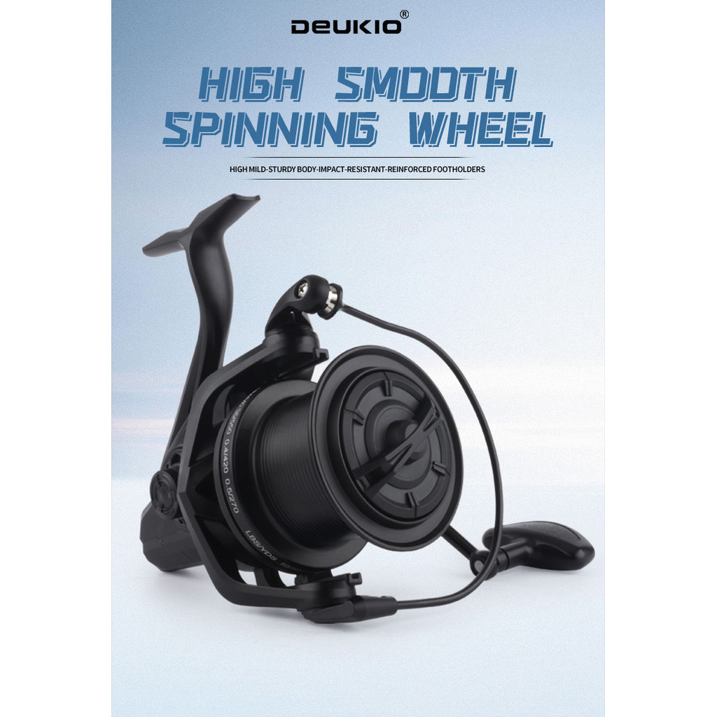 DEUKIO Long Shot Big Spinning Fishing Reel Saltwater Metal Anti-corrosion Aluminum Alloy Spool 4.8:1