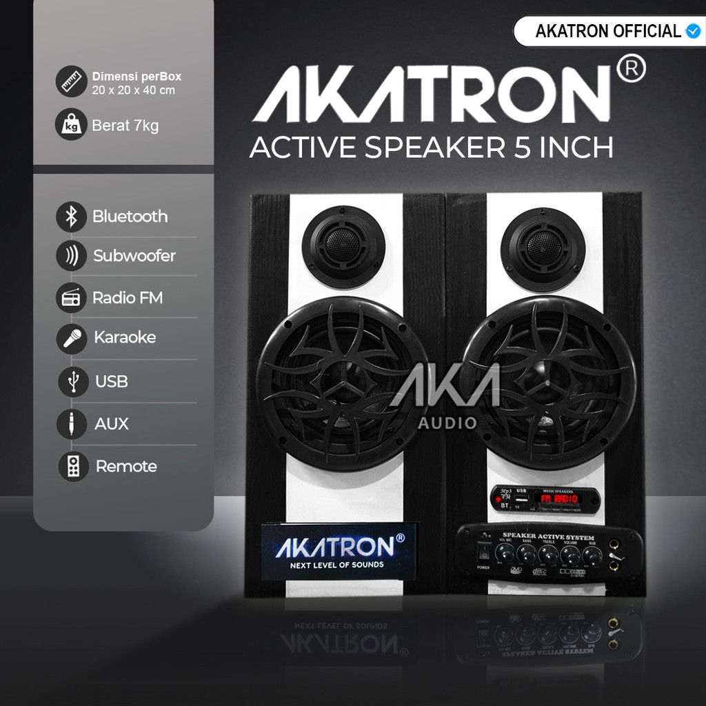 AKATRON Speaker aktif subwoofer bluetooth sound dobel 5 inchi karaoke Type 5000