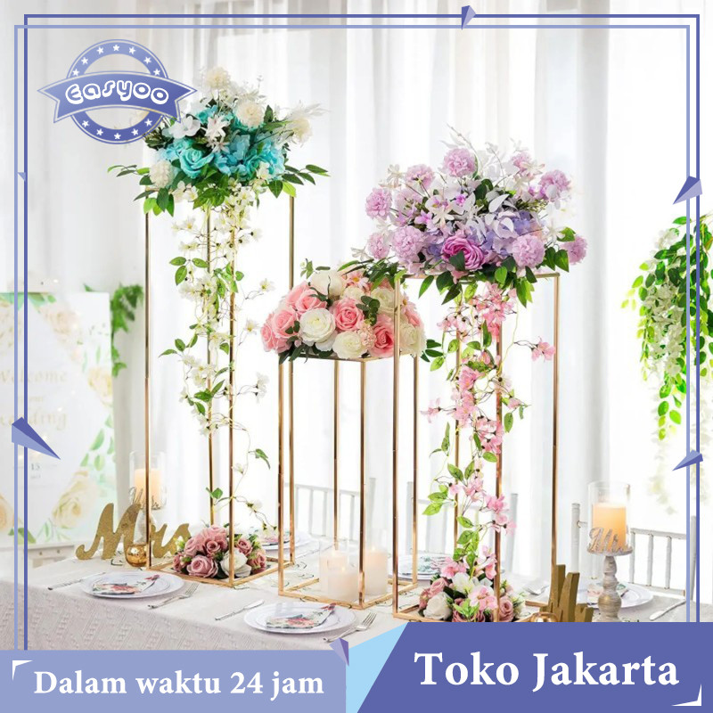 60 80 100cm Standing Flower Bongkar Pasang Standing Flower Dekorasi Bokor Bunga Kotak Standing Pot B