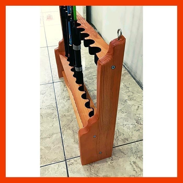 Tempat Joran Rak Dinding Joran Rod Holder / Rak joran pancing kayu Isi 6 7 8 10 Slot Lubang Pancinga