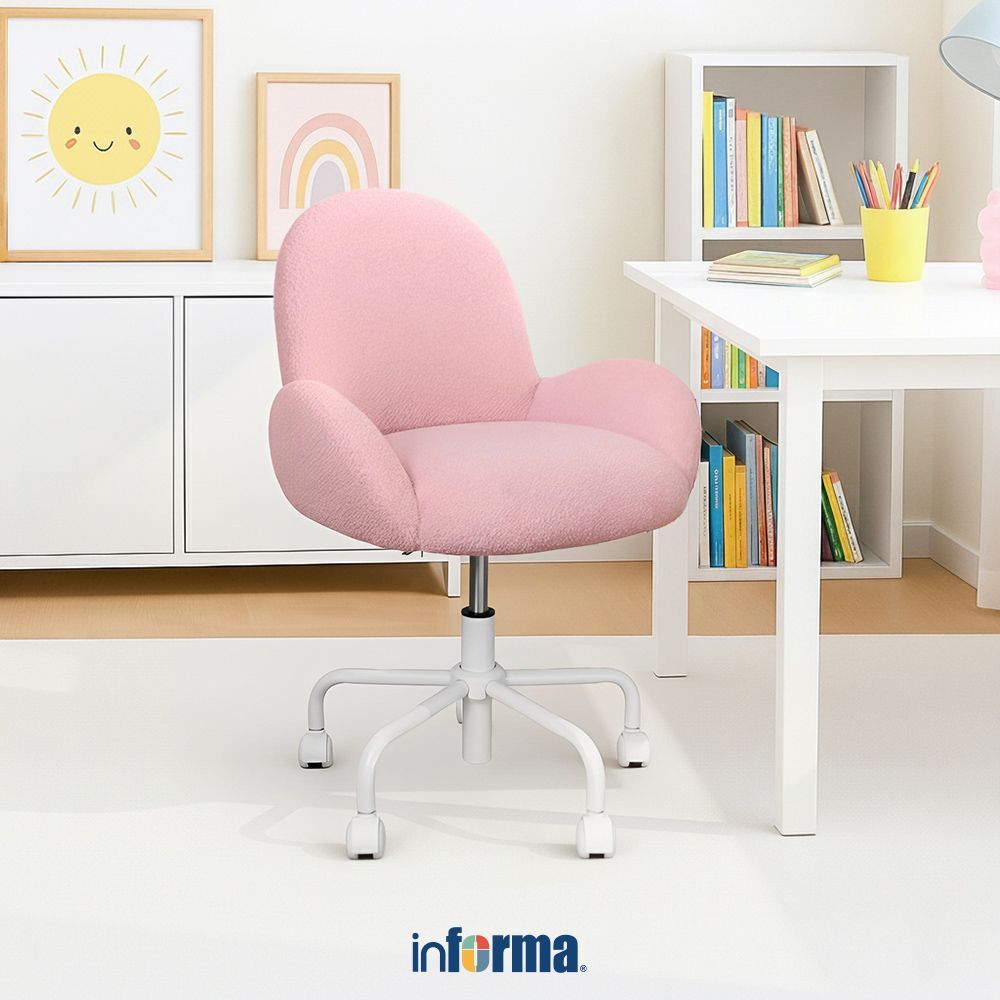 Informa Zoelle Kursi Anak Fabric - Pink Multipurpose Chair Kursi Makan Cafe Restoran Tempat Duduk Se