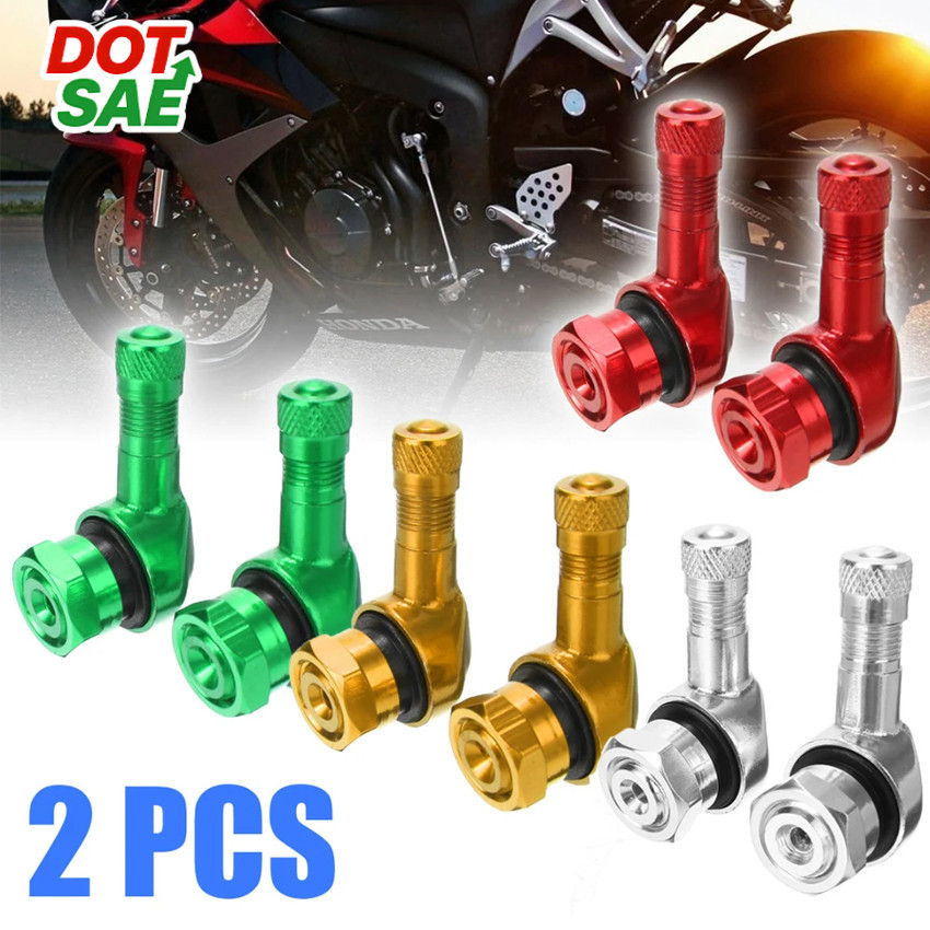 DOT SAE Pentil Ban Tubeless Motor Racing Bengkok Full CNC Alloy Pentil Tubles Miring Warna