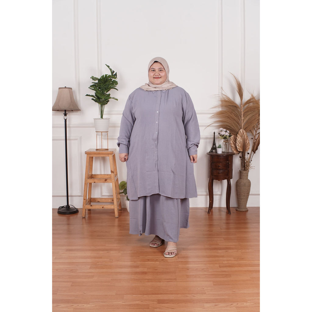 Yomi Official - Maira Tunic | Tunik Airflow Polos  Abu Muda