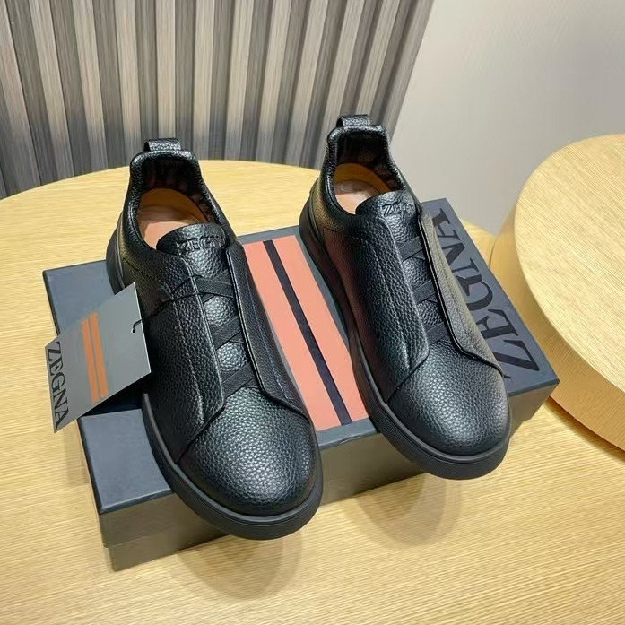 Zegna Men's Casual Shoes New Leather Sports Shoes One Step Flat Lazy Shoes