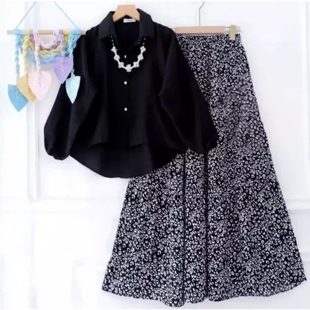 ZIZISHOP AIRA SET CRINKLE KOMBINASI RAYON KIDS (7THN-15THN) // SETELAN ANAK // ONE SET ANAK REMAJA /