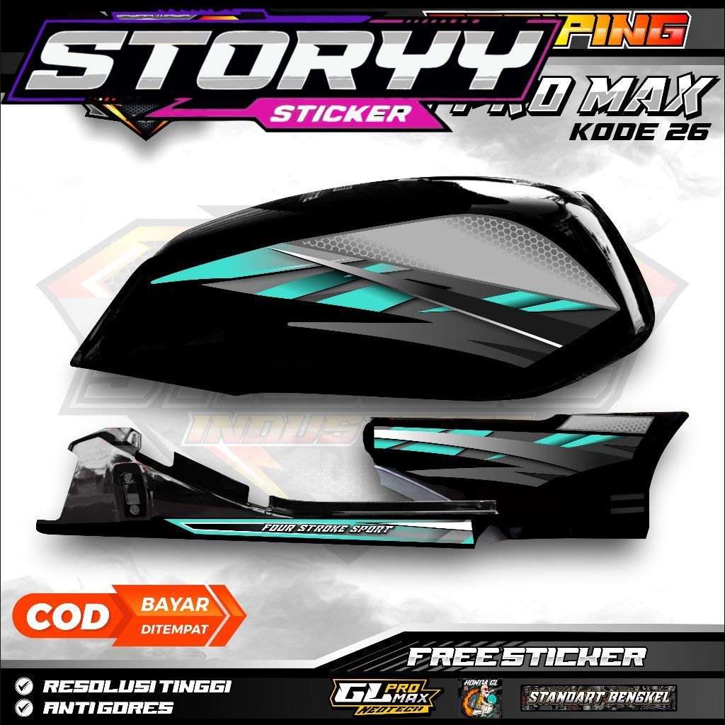 STRIPING STIKER LIS MOTOR HONDA GL MAX GL PRO NEO TECH  K26