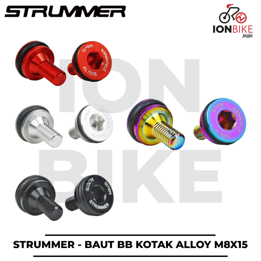 Baut BB Kotak Strummer Alloy CNC M8 x 15mm With Plug Anodize WARNA TIDAK PUDAR - Bolt Bottom Bracket