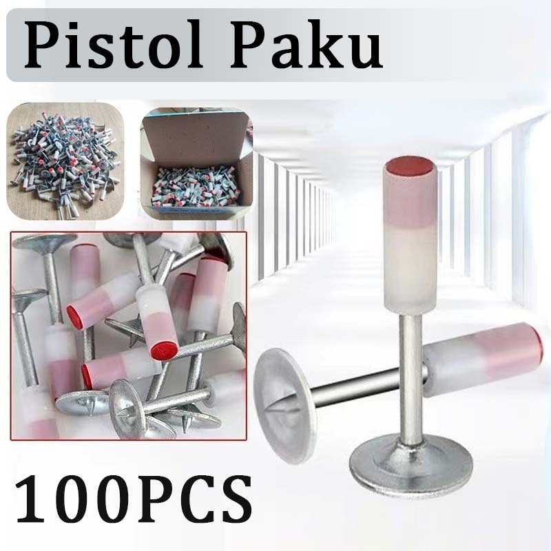 100pcs Paku Beton Ramset Paku Ramset Beton Paku Tembak Beton Dan Besi Standart Washer Besar Lurus