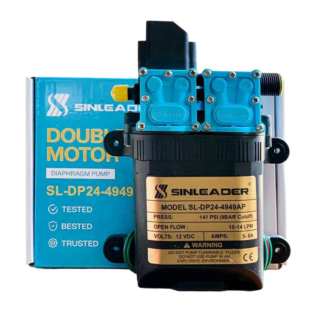 Pompa dual pump dc 12v Sinleader SL-DP24 141 Psi Motor 4949 - Biru