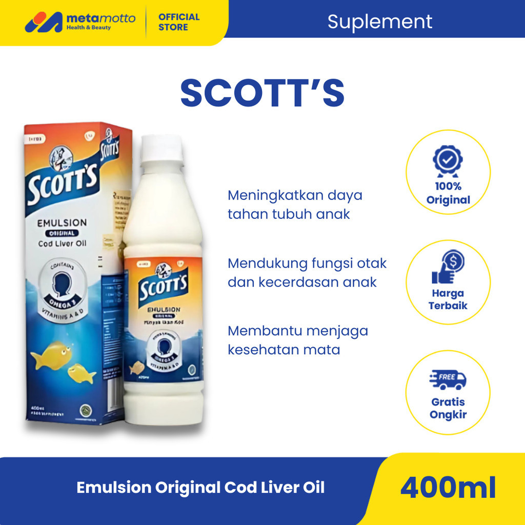 Scott's Emulsion Original 400 ml - Suplemen Minyak Ikan Vitamin A & D