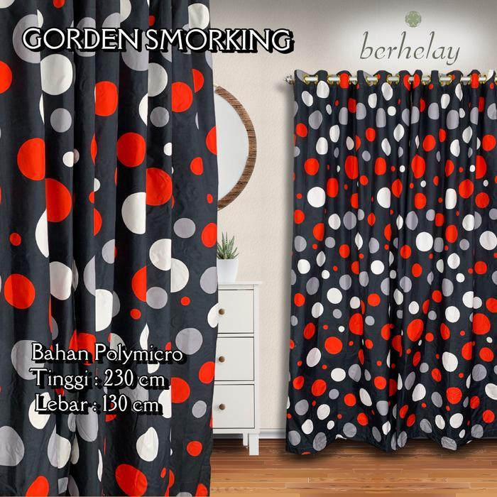 Gorden Smokring Motif Abstrak Round Merah Hitam
