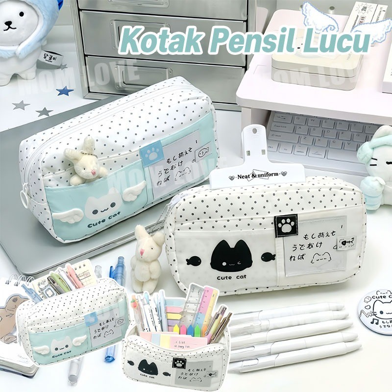 Kotak Pensil Lucu Tempat Pensil Sekolah Tempat Pensil Besar Kapasitas Tempat Pensil Motif Kucing Ins