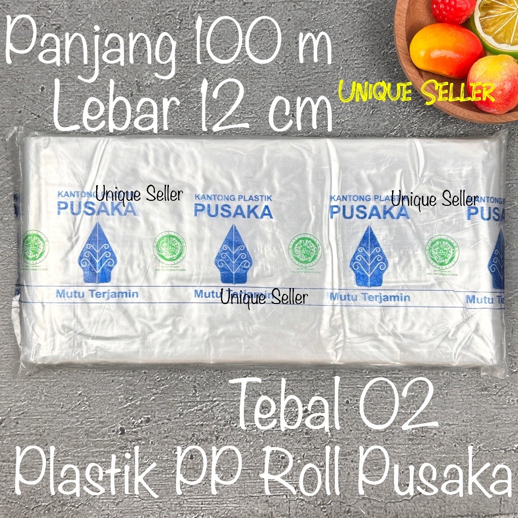 Plastik PP ROLL 12cm 12 cm Tebal 03 Panjang 100m PUSAKA Plastik Bungkus Kacang Biji Bubuk Kue Roti