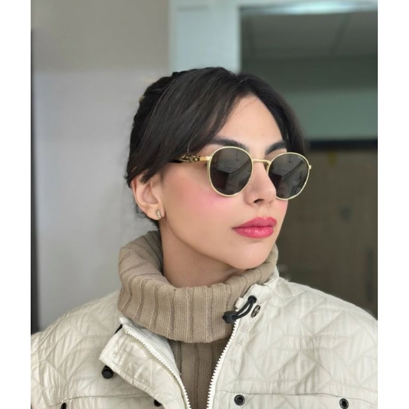 Kacamata sunglasses prada bulat series full black and black gold/kacamata wanita dan pria Terbaru