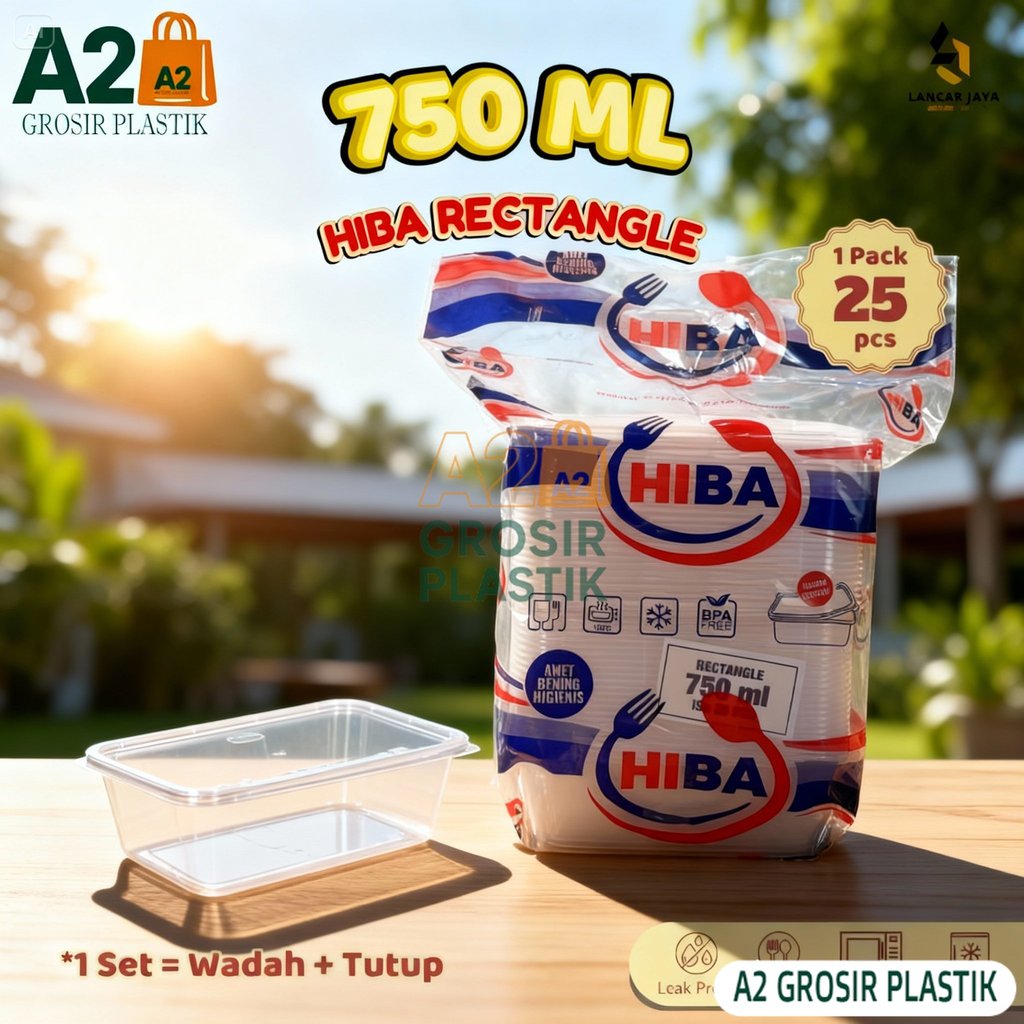 Promo Thinwall HIBA Rectangle 750ml Food Container Plastik Persegi Panjang Bahan Tebal