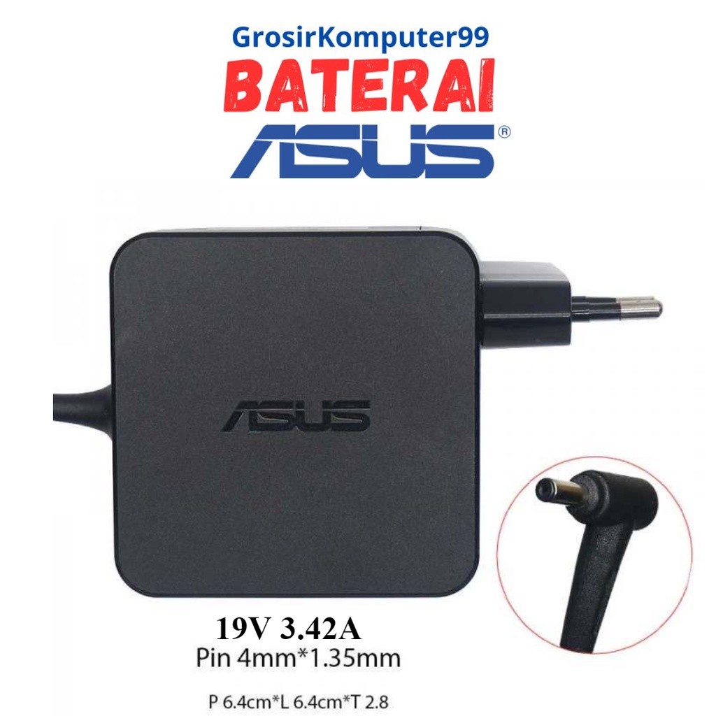 Adaptor Charger Original Laptop Asus Vivobook 19V 3.42A DC PORT (4.0x1.35mm) UX Laptop A442 A456 A55