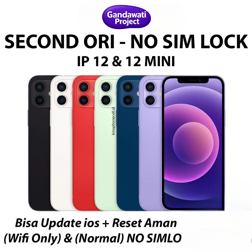 IP 12 & IP 12 Mini Second 64GB 128GB 256GB Inter Normal Fullset Kino Phone Cell