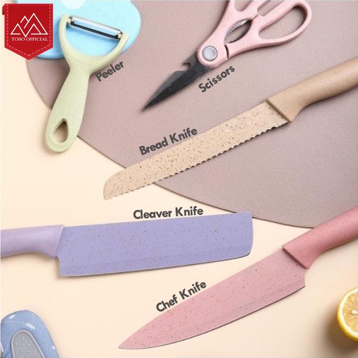 SET PISAU DAPUR 6 IN 1 EVCRIERH CORRUGATED KITCHEN KNIFE SET ER-0278