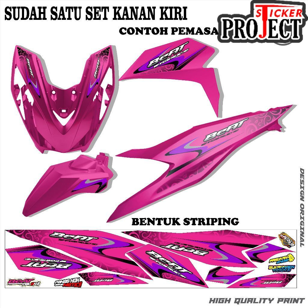 STRIPING VARIASI STICKER BEAT DELUXE/STREET MOTIF SIMPLE UNGU TERBARU KEREN