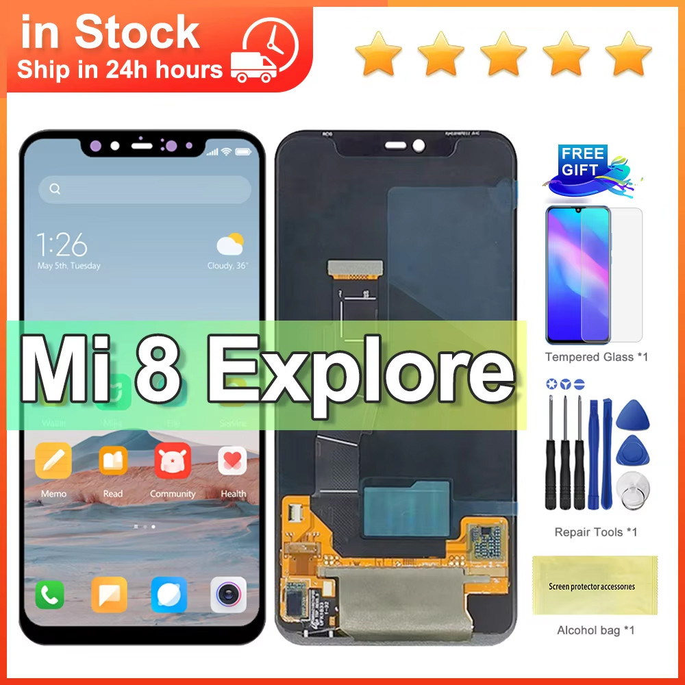 6.21'' splay For Xiaomi Mi 8 Pro Mi8 Explorer Etion LCD Amoled Screen With Fingerprint Replace For M