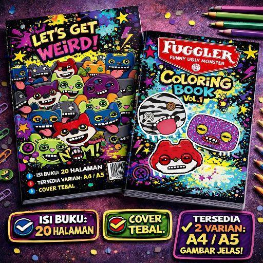 DpinxAaTivityFUGGLER Buku Gambar Mewarnai Vol. 1 Funny Ugly Monsters Fuggler 20 Halaman Ilustrasi Je