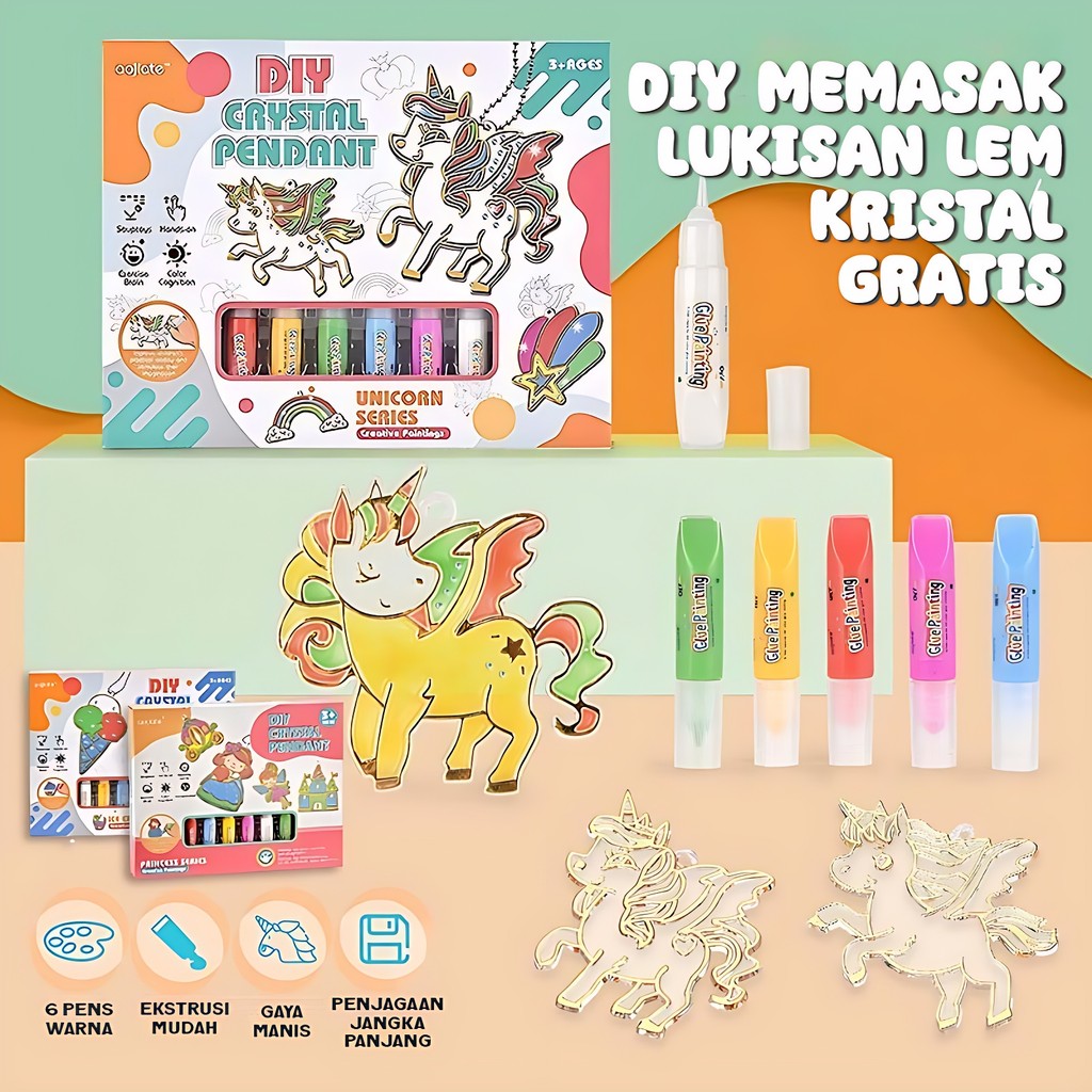 Crystal Lem Painting Unicorn Princess Dessert DIY Painting Acrylic Playset Beaded Keychain