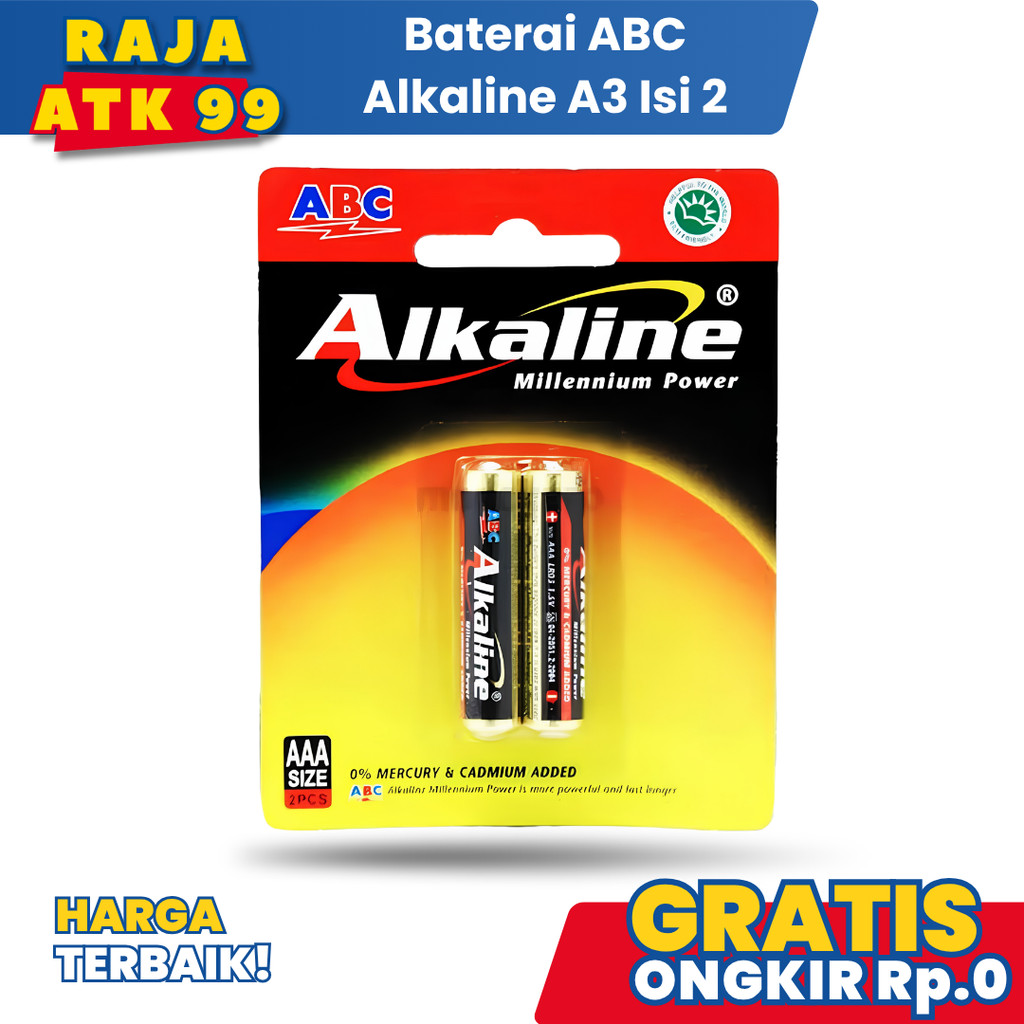 ABC Baterai Battery Alkaline AAA (A3) ( ISI 2 ) Kecil LR03 Millennium Power Batu batre Remot Camera 