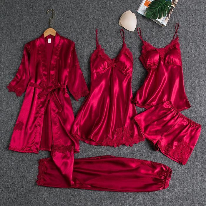 BAJU TIDUR PIYAMA SEXY SET KIMONO 5IN1 / BAJU TIDUR DINAS WANITA / LINGERIE SET KIMONO / BAJU SESERA