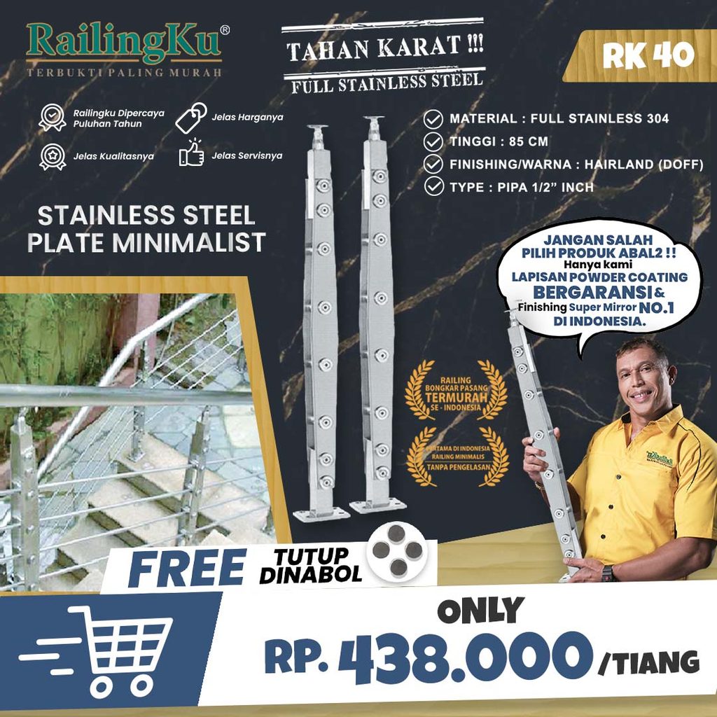 NEW RAILING : Railing tangga stainless railing tangga minimalis tiang RK 40