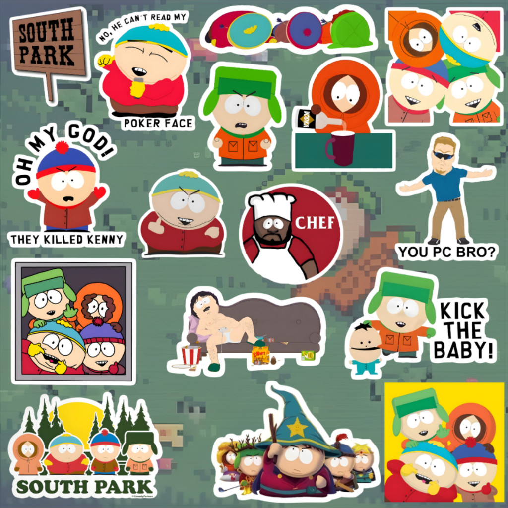 South Park Sticker Vinyl Glossy Pack Premium Waterproof Anti Pudar Tahan Air Cartoon Aesthetic Lapto