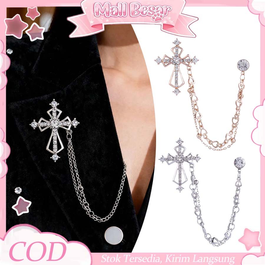 Bros Jas Mewah Gaya Korea Motif Salib Dengan Rantai Aksesoris Fashion Terlaris