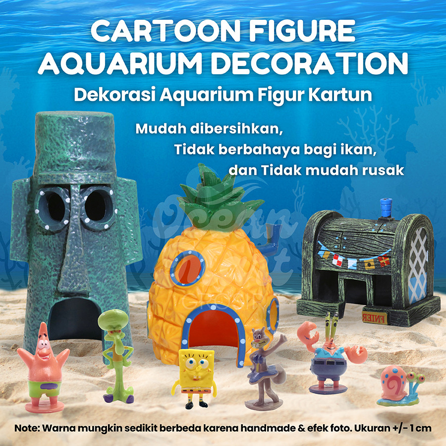 Dekorasi Aquarium Spongebob Squidward Hiasan Resin Aquascape Akuarium Ikan Fish Tank Decoration