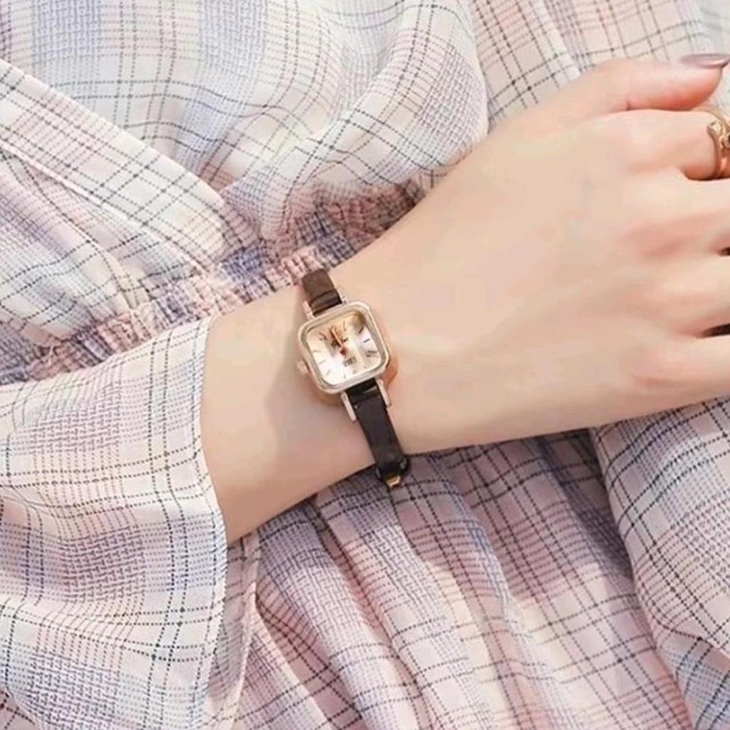 Jam Tangan Wanita Kulit Pu Model Segi Empat Analog Tahan Air Elegan Watches Viral Bisa Promo Akhir T