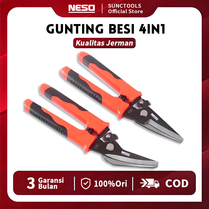 JERMAN NESO Top Gunting Logam Besi serbaguna gunting (COD) korea gunting holo seng baja ringan solig