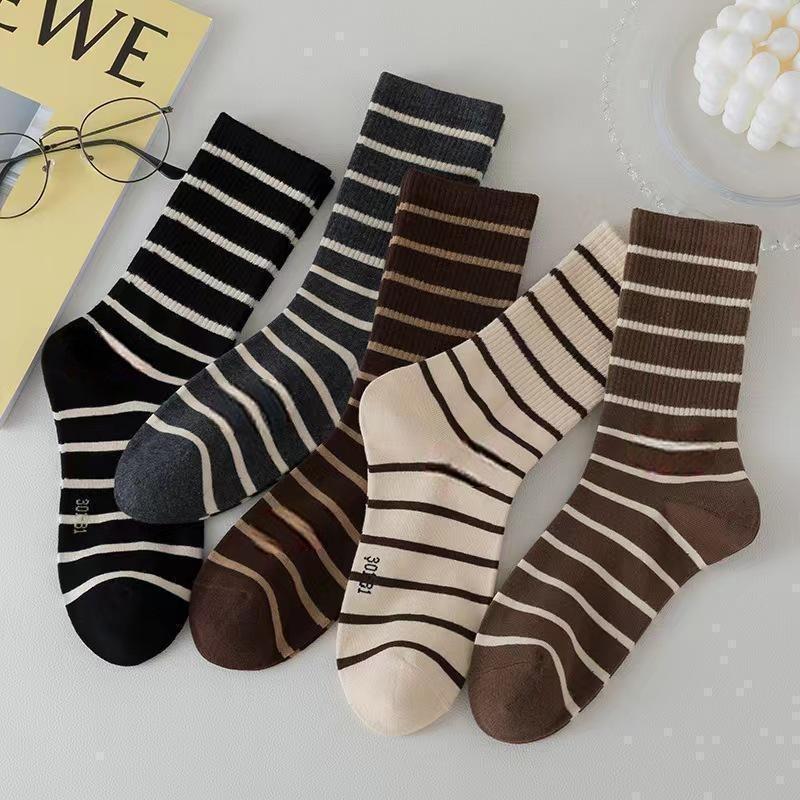 AliMaMa - 50 RIBU DAPAT 10 PCS - KAOS KAKI GARIS-GARIS - Kaus Kaki Wanita Pria Perempuan Garis Unise