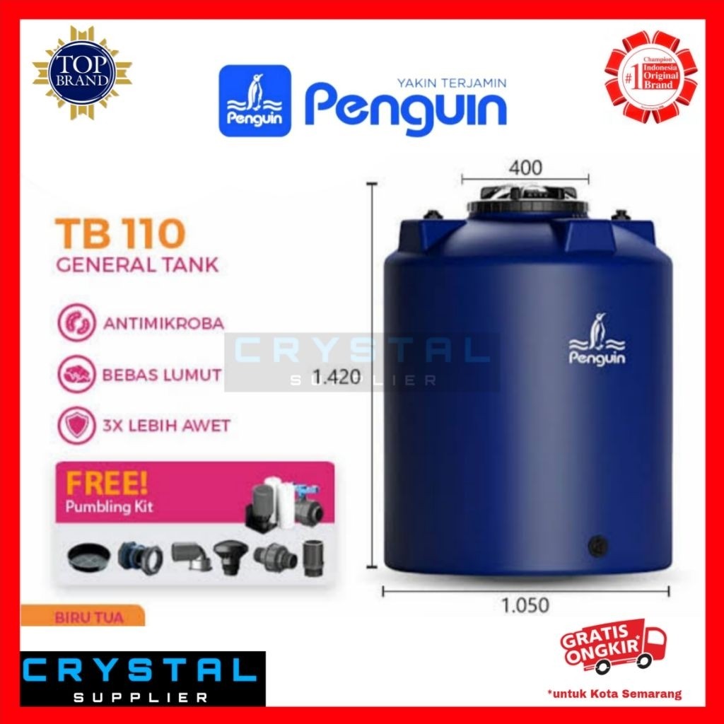 Tangki Air PENGUIN TB 110 Biru 1050 Liter Toren Tandon Torn Pingiun 1000