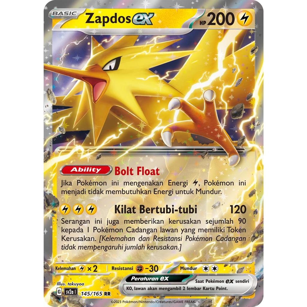 TCG Zapdos EX RR 145/165 Holo SV2a KARTU CARD POKEMON INDONESIA