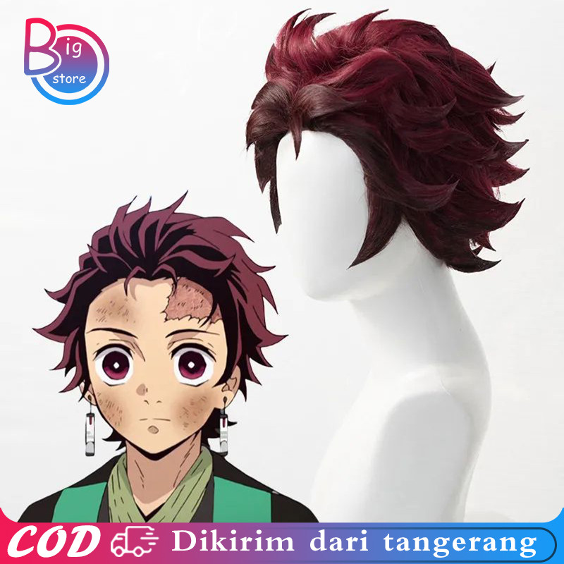Rambut Palsu Demon Slayer Cosplay Wig Demon Slayer Kamado Tanjirou