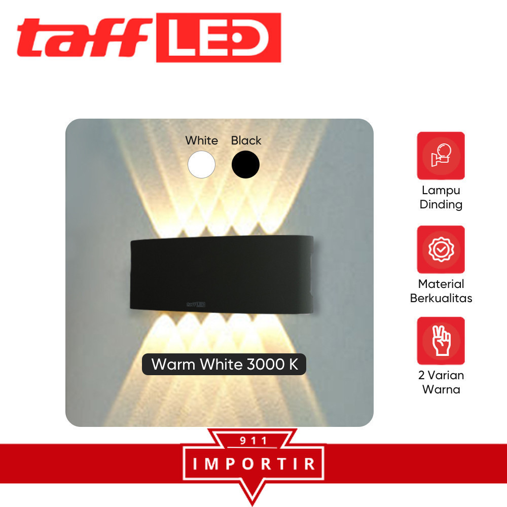 TAFFLED Lampu Dinding Hias Indoor Plastic Body 10W 10 LED Warm White - 10T