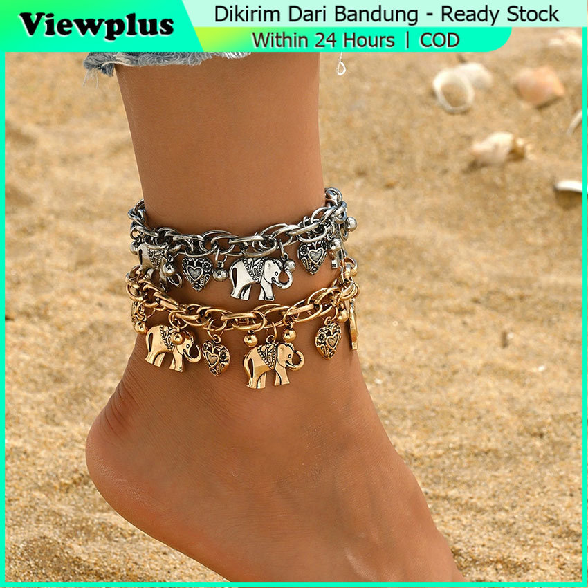 Gelang Kaki Titanium Lapis Emas Trending Fashion Style