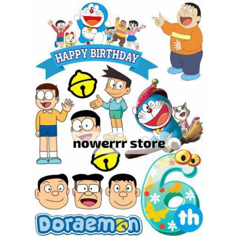 DORAEMON/ Topper DORAEMON Custom Nama/ Hiasan Kue Ultah Doraemon