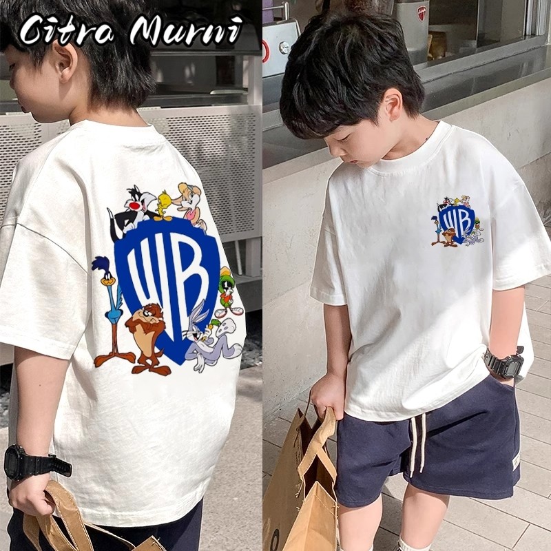 Citra Murni Kemeja lengan pendek anak laki-laki bergaya Korea dengan motif kartun Bugs Bunny yang lu
