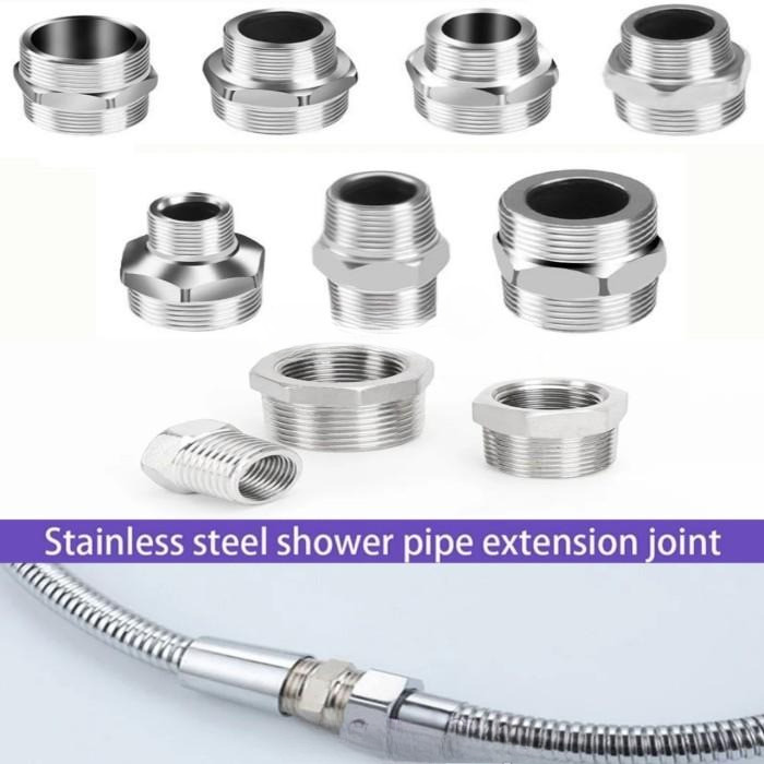 Adaptor Sambungan Nepel Drat Konektor Pipa Kran Selang Shower Keran Mixer Air Panas Dingin NPT - A S