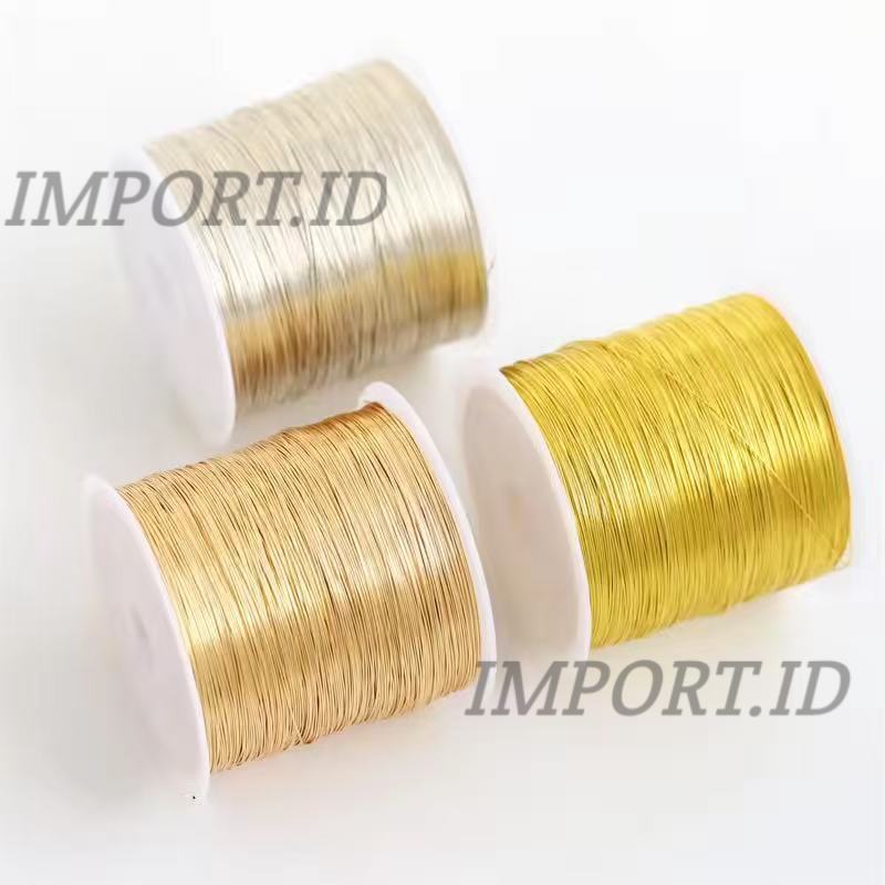 50m Gulungan Kawat Tembaga Warna Emas Silver Ukuran 0.3mm Untuk Membuat Perhiasan Diy