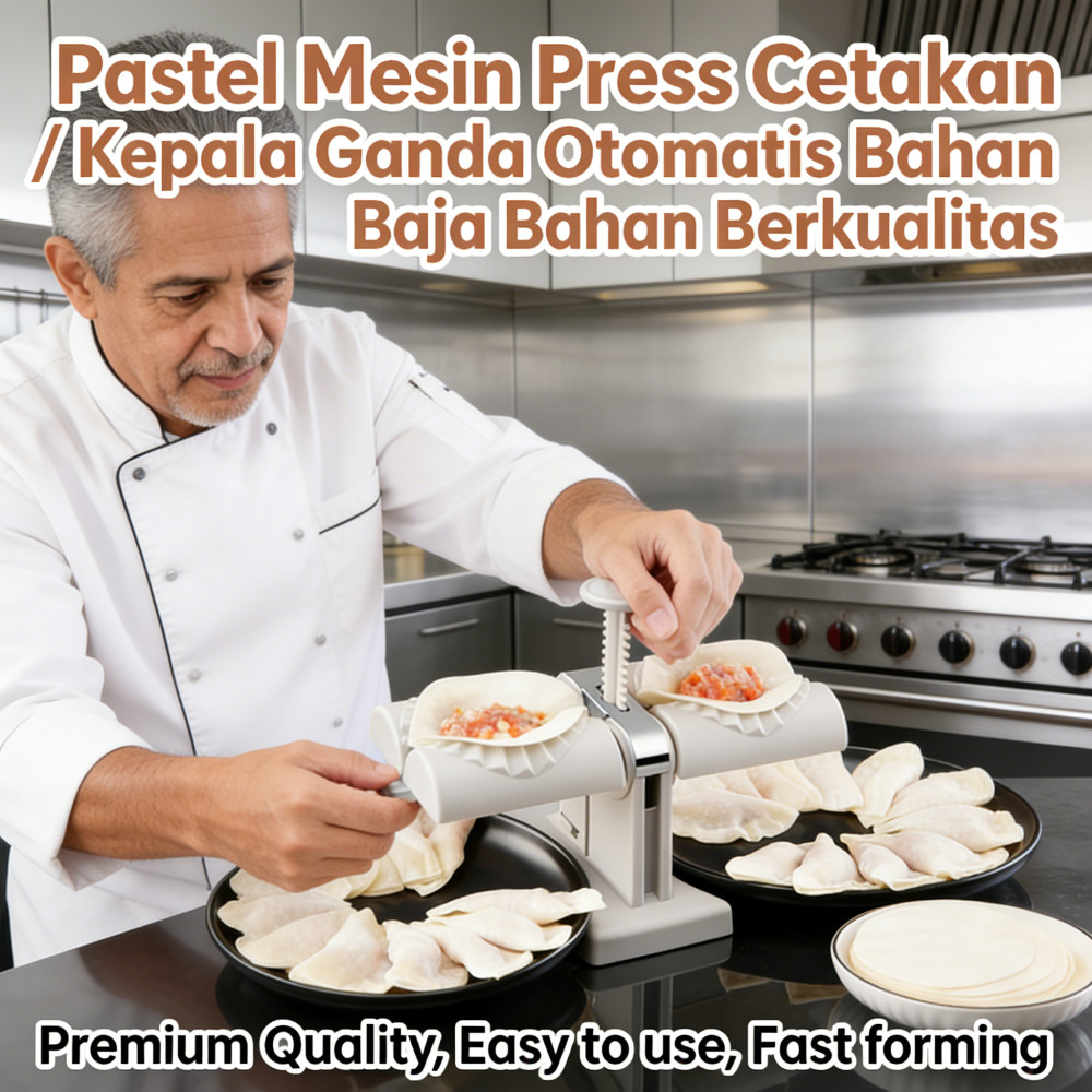 Mesin cetakan Pangsit Otomatis Bahan Baja Kepala Ganda Pastel / Mesin Press Cetakan Pastel