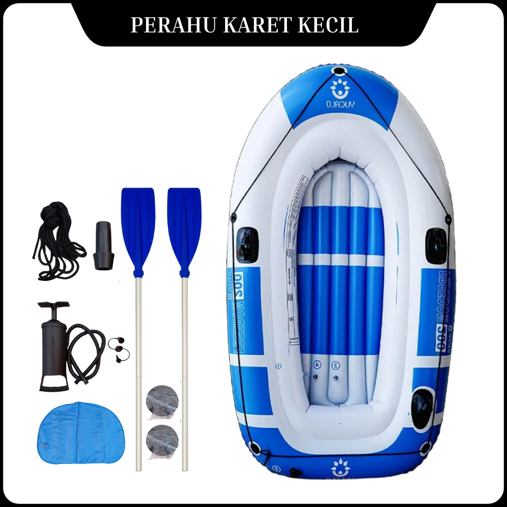 Perahu Kayak Mancing Kapasitas 2 Orang Dengan Dayung dan Pompa Angin Perahu Karet Inflatable Boat